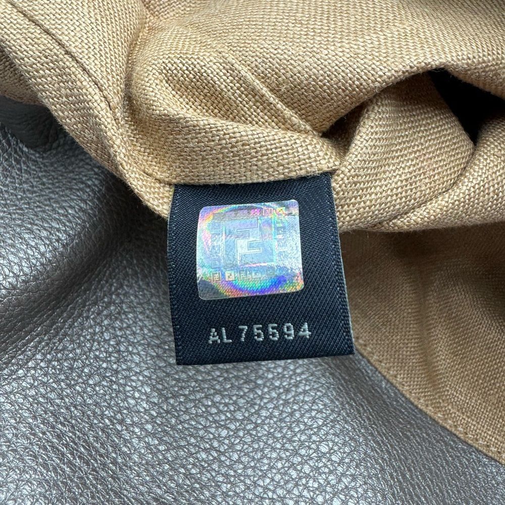 Auth Fendi Metallic Grey Beige Selleria Leather Anna Crossbody Messenger Bag - Picture 15 of 15